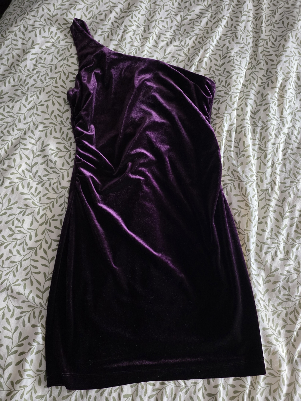 Honey and Rosie One-Shoulder Velvet Dress in Rich Purple